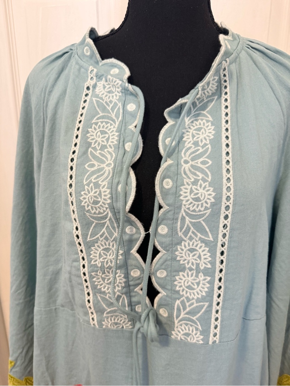 Farm Rio Multicolor Usiacuri Embroidered Richelieu Maxi Dress Size L - Picture 11 of 13